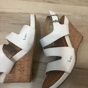 b.o.c. White and Tan Wedge Sandals